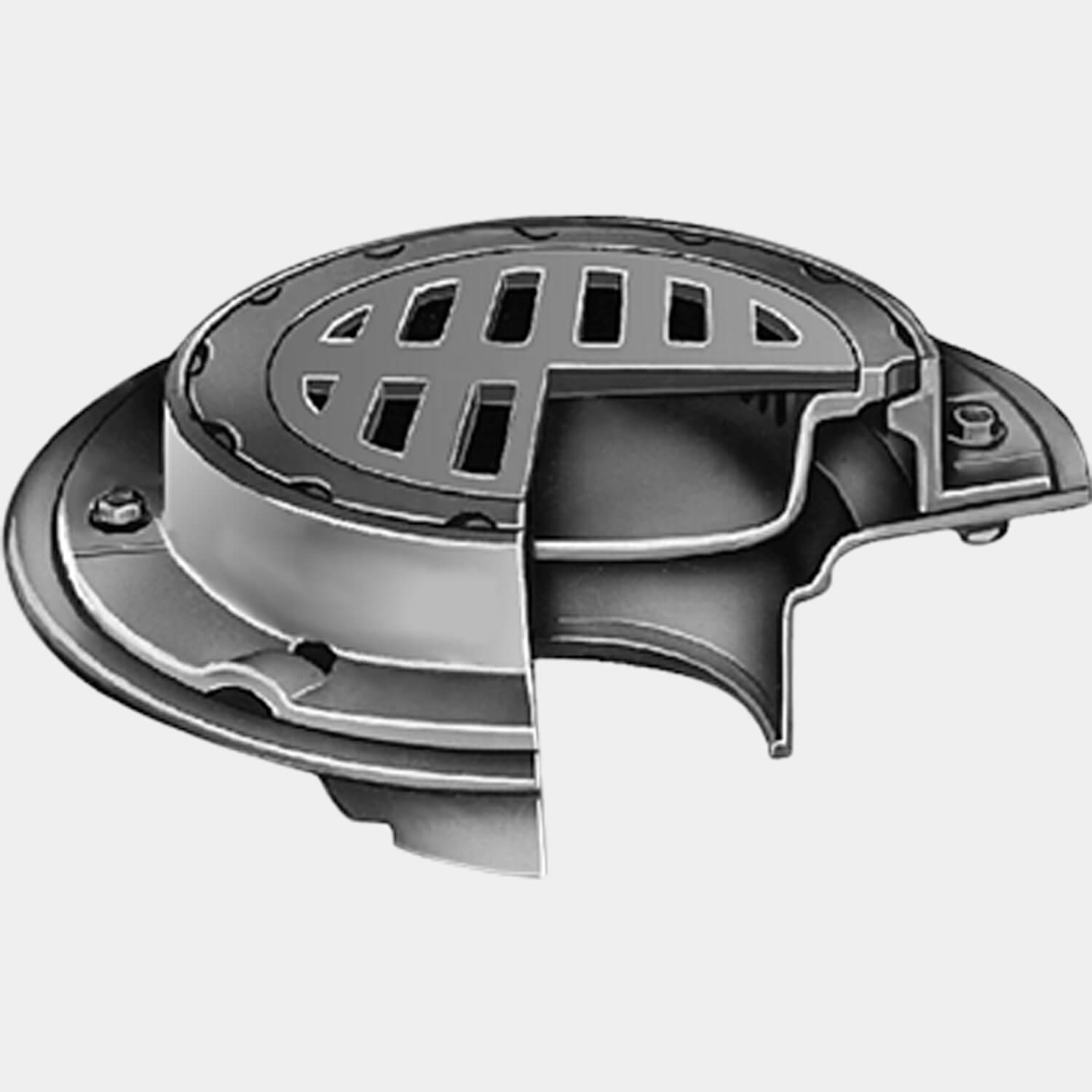 Internal View of Safe Set Bucket Cast Iron Floor Drain with Flange