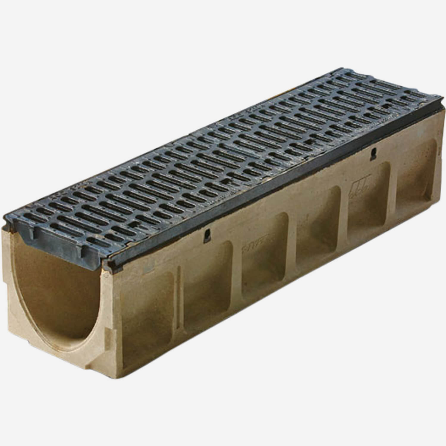 9878 - Pre-Sloped, Trench Drain System with Iron Rail for Heavy Applications 