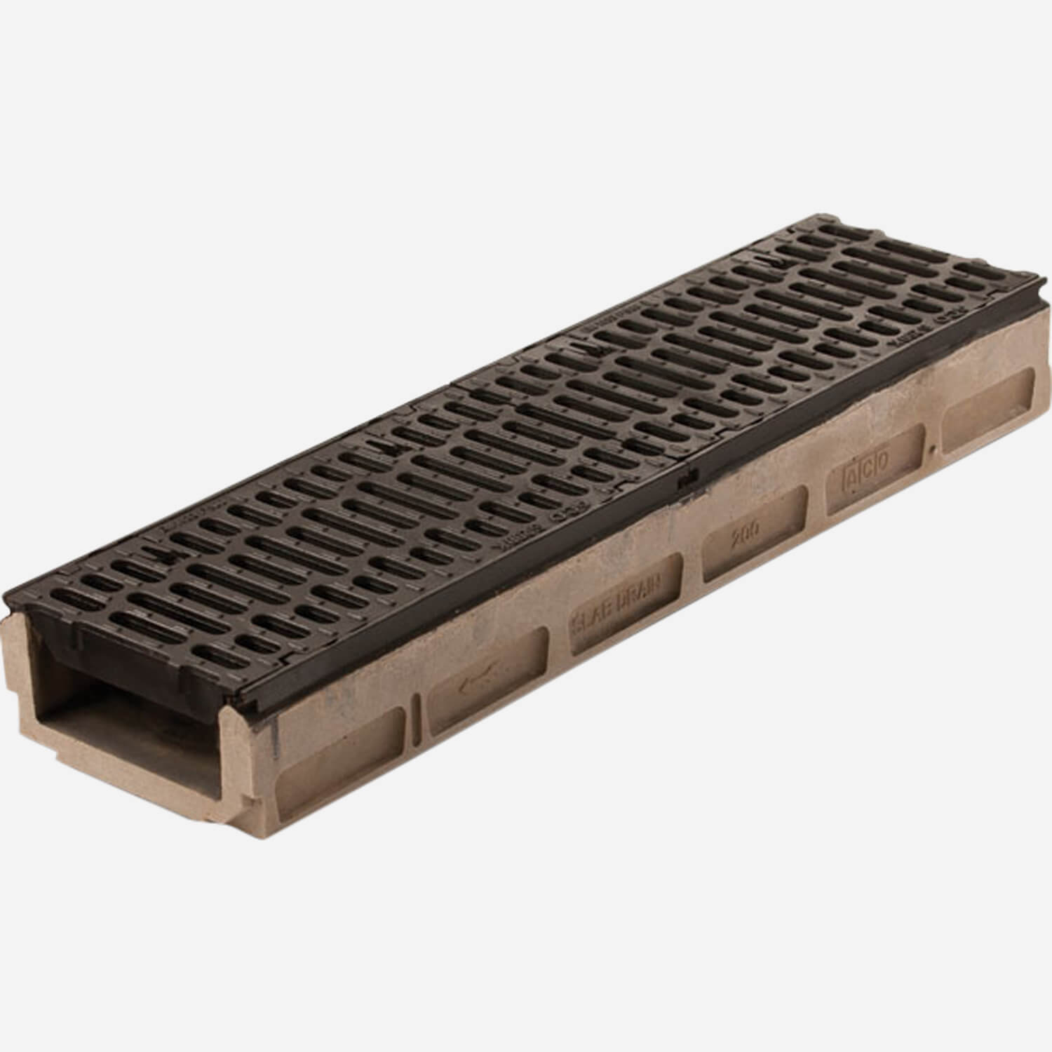 'Non-Sloped' Polymer Concrete Trench Drain with Ductile Iron Rail 
