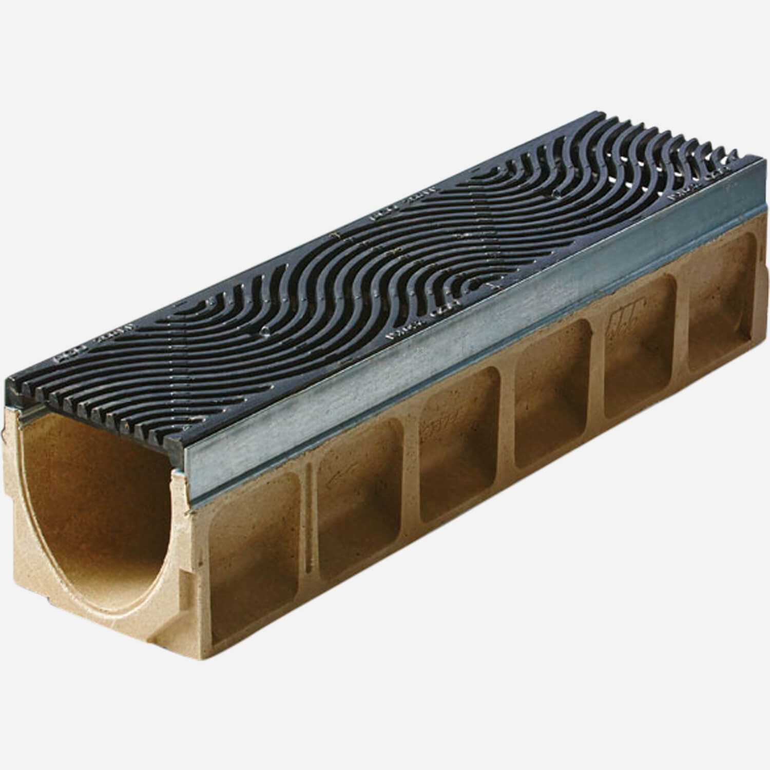 9896 - 10" Wide 'Pre-Sloped' Polymer Concrete Drainage System with Integral Metal Rail - Klassikdrain®