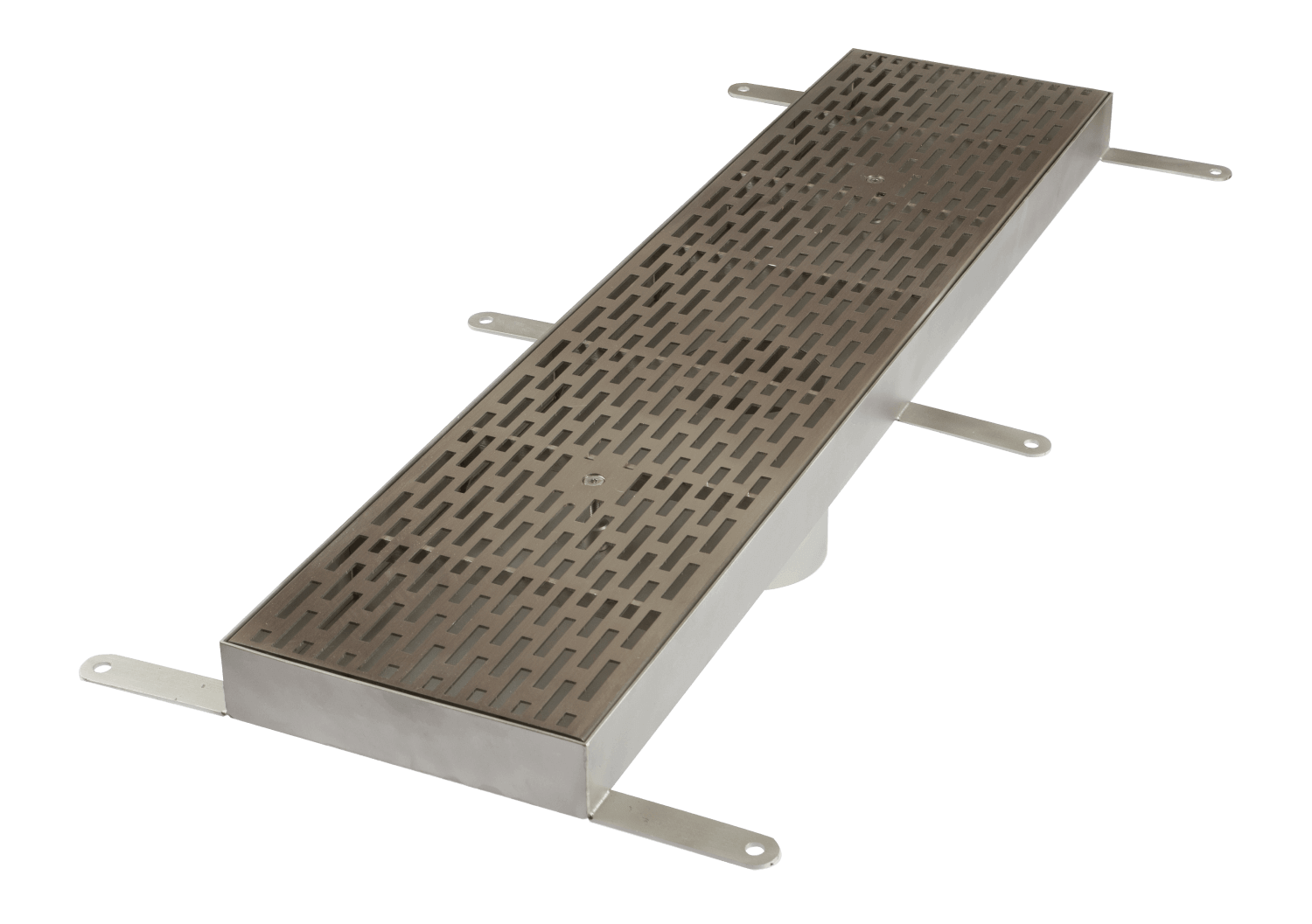 9678-75 Stainless Steel Linear Drain - Shallow, ADA Complaint, Heel Proof Grate, 75 GPM