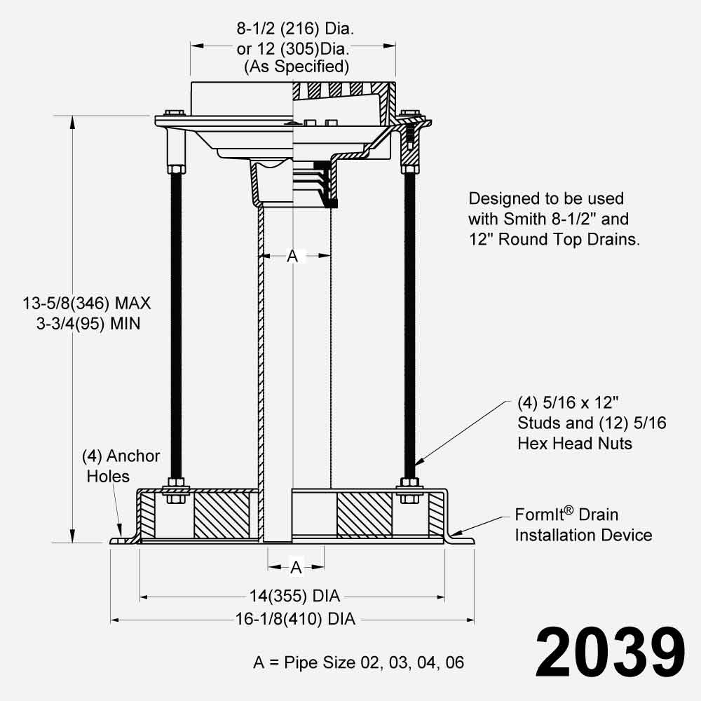 2039 Floor Drain with FormIt® Installation Device