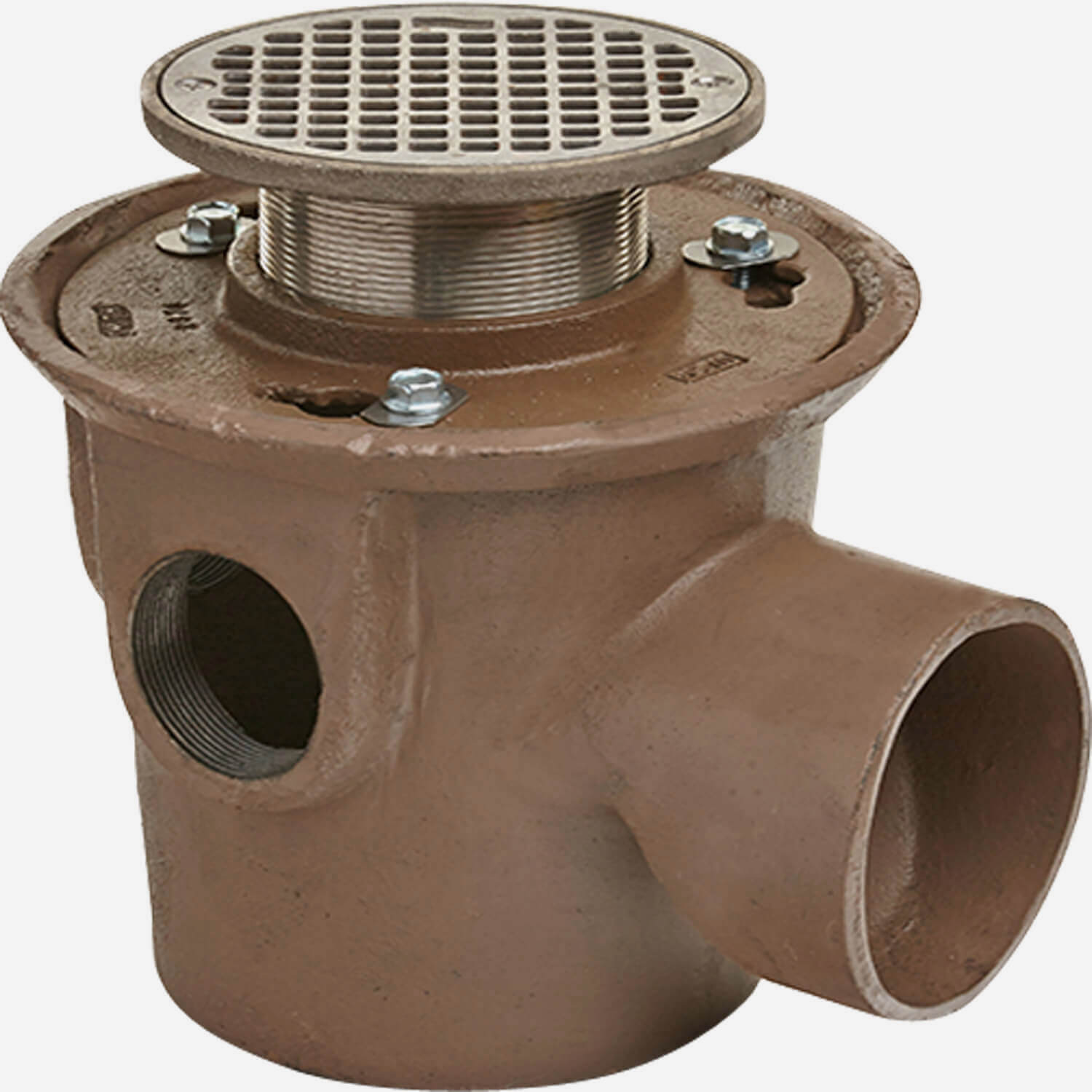 Cast iron floor drain outlet with trap