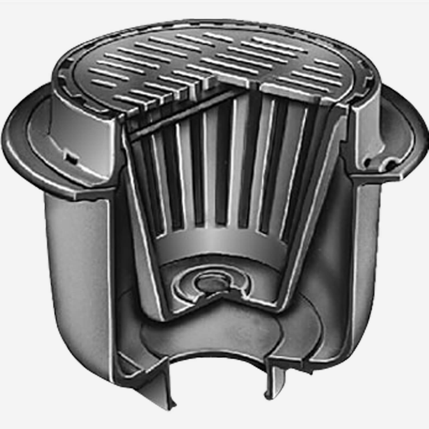 2240 Deep Body Medium Duty Floor Drains with 12" Round Tops and Sediment Bucket