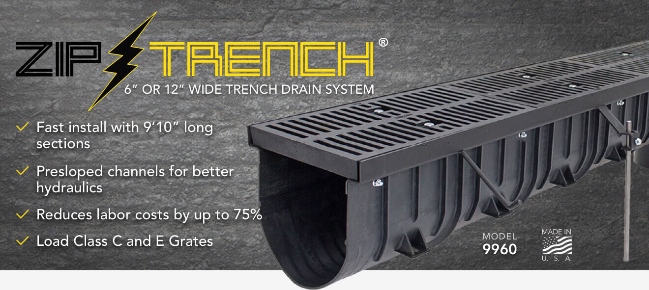 ZipTrench Polypropylene Trench Drains 6", 12" Light & Heavy Duty